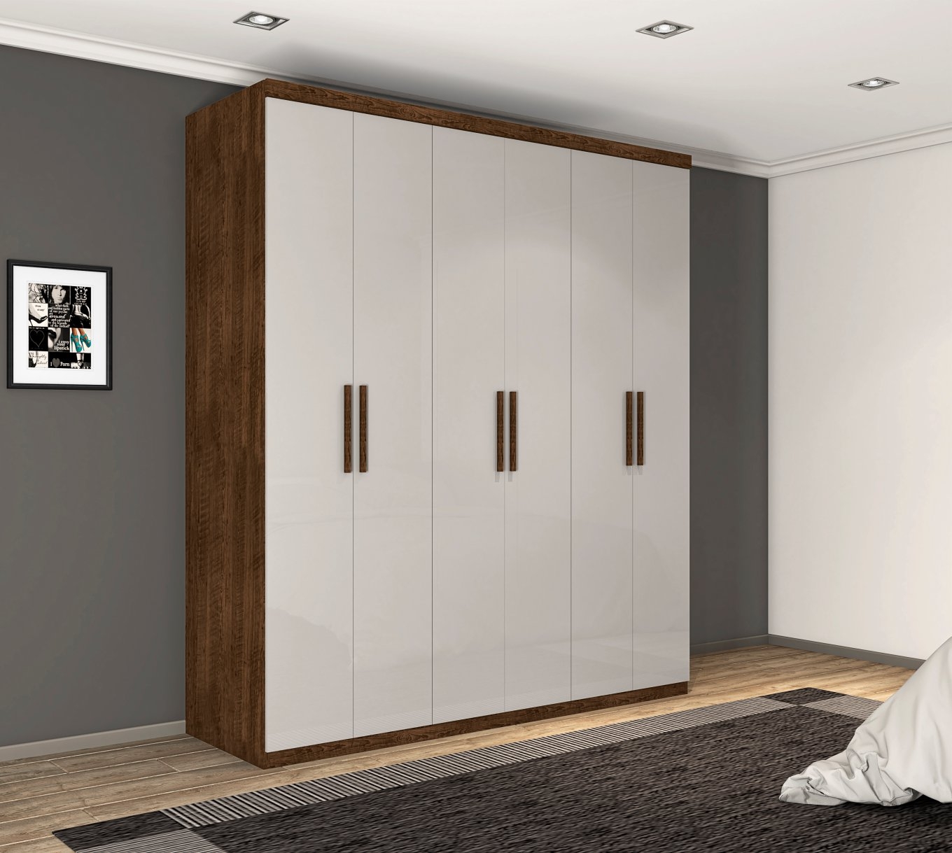 Guarda Roupa Dubai Casal Seis Portas Malbec Off White