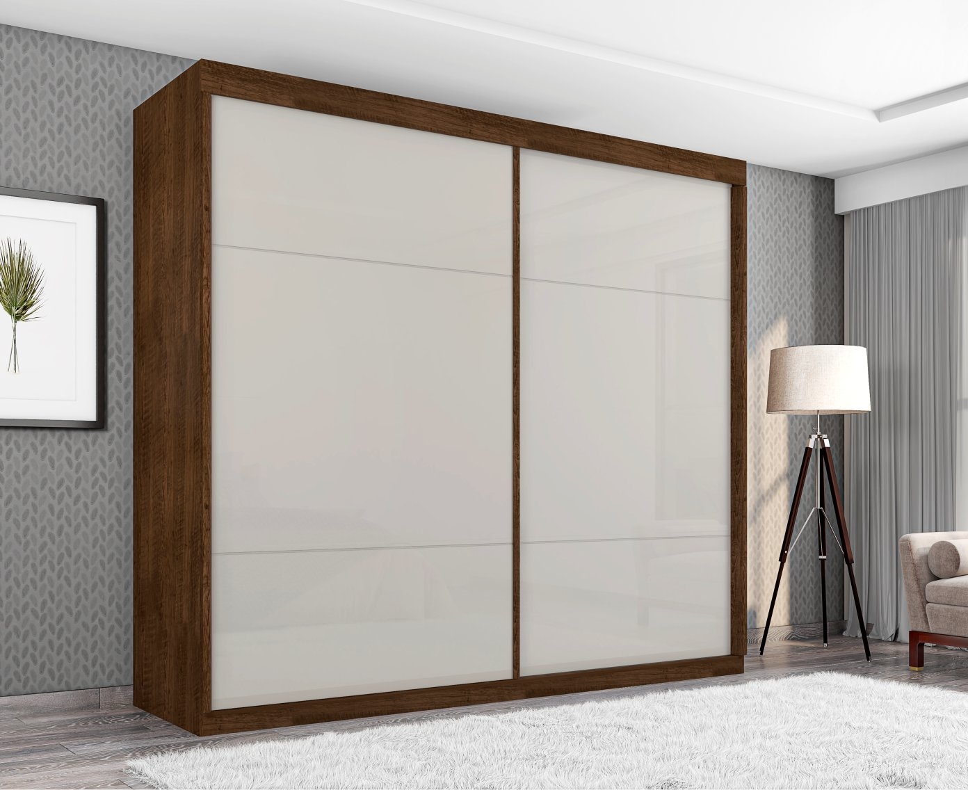 Guarda Roupa Londres Duas Portas Deslizantes Malbec Off White