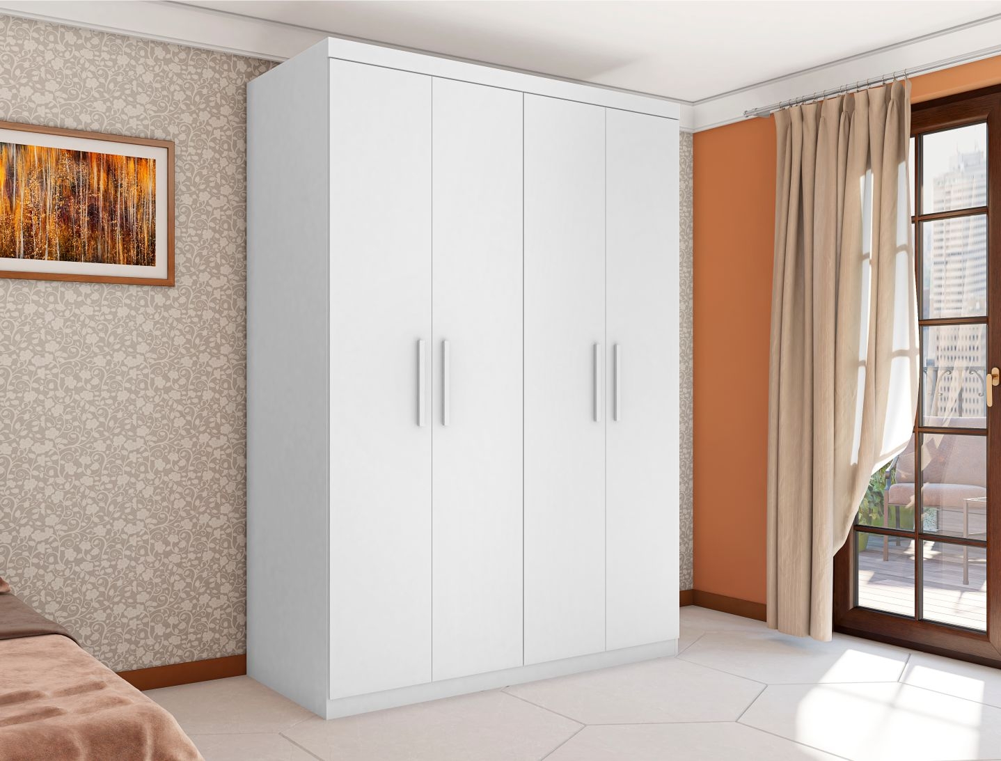 Guarda Roupa Miami Casal Quatro Portas Branco