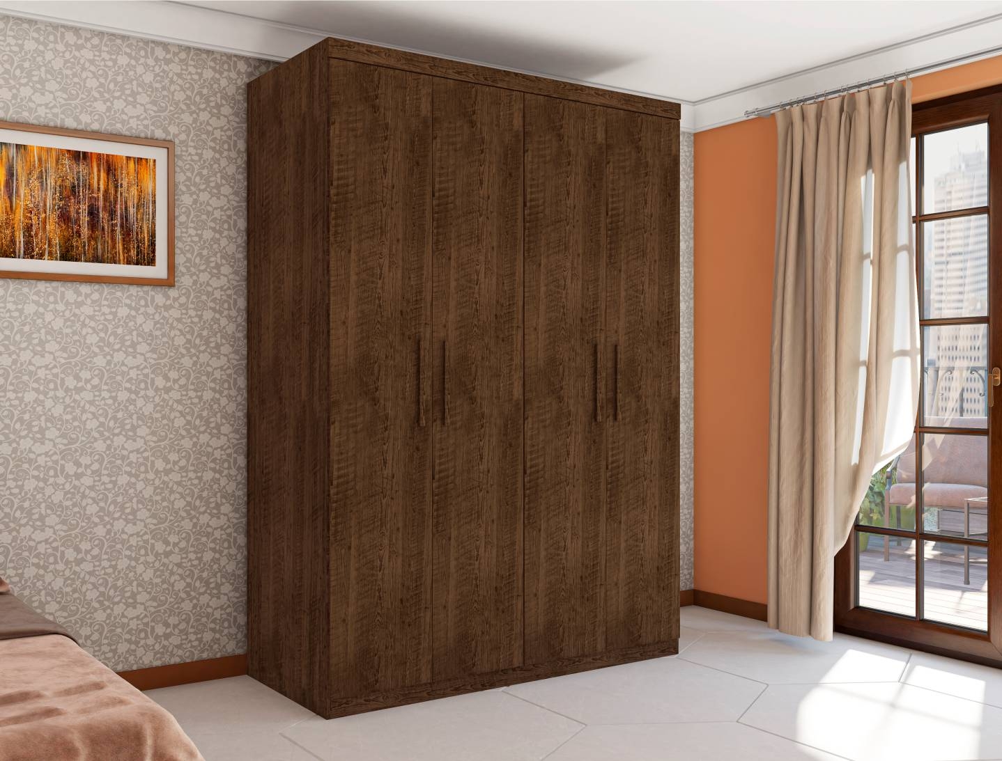 Guarda Roupa Miami Casal Quatro Portas Malbec