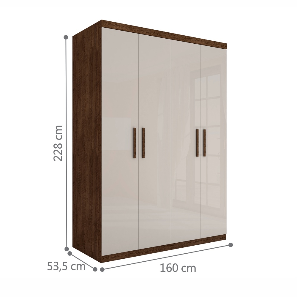 Guarda Roupa Miami Casal Quatro Portas Malbec Off White
