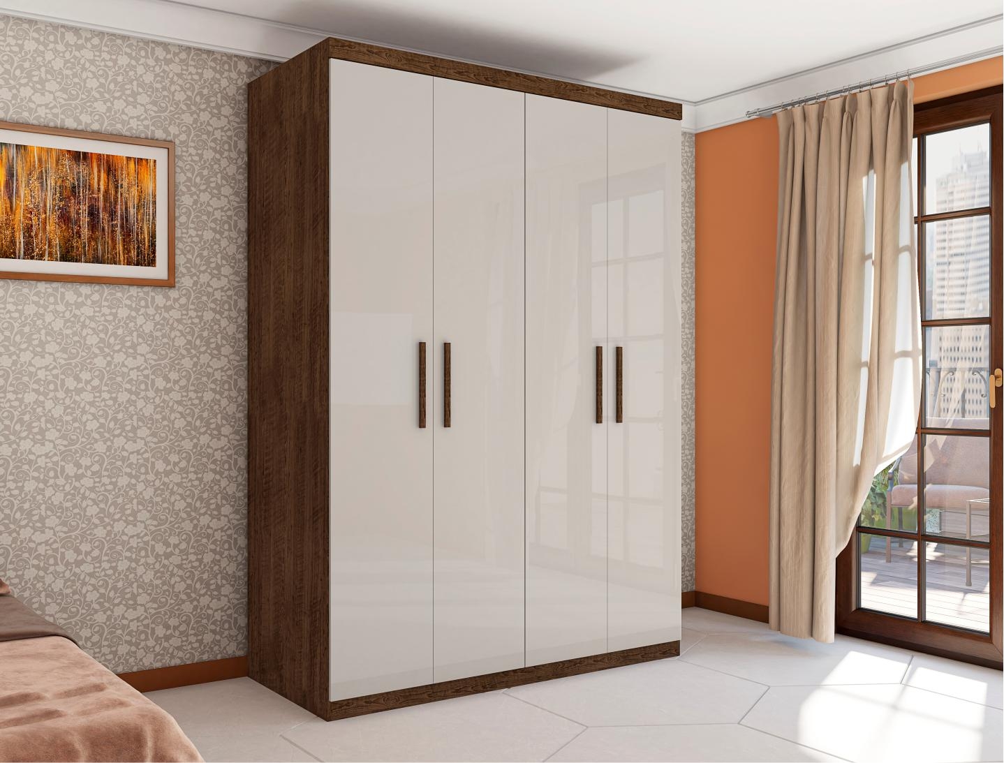 Guarda Roupa Miami Casal Quatro Portas Malbec Off White