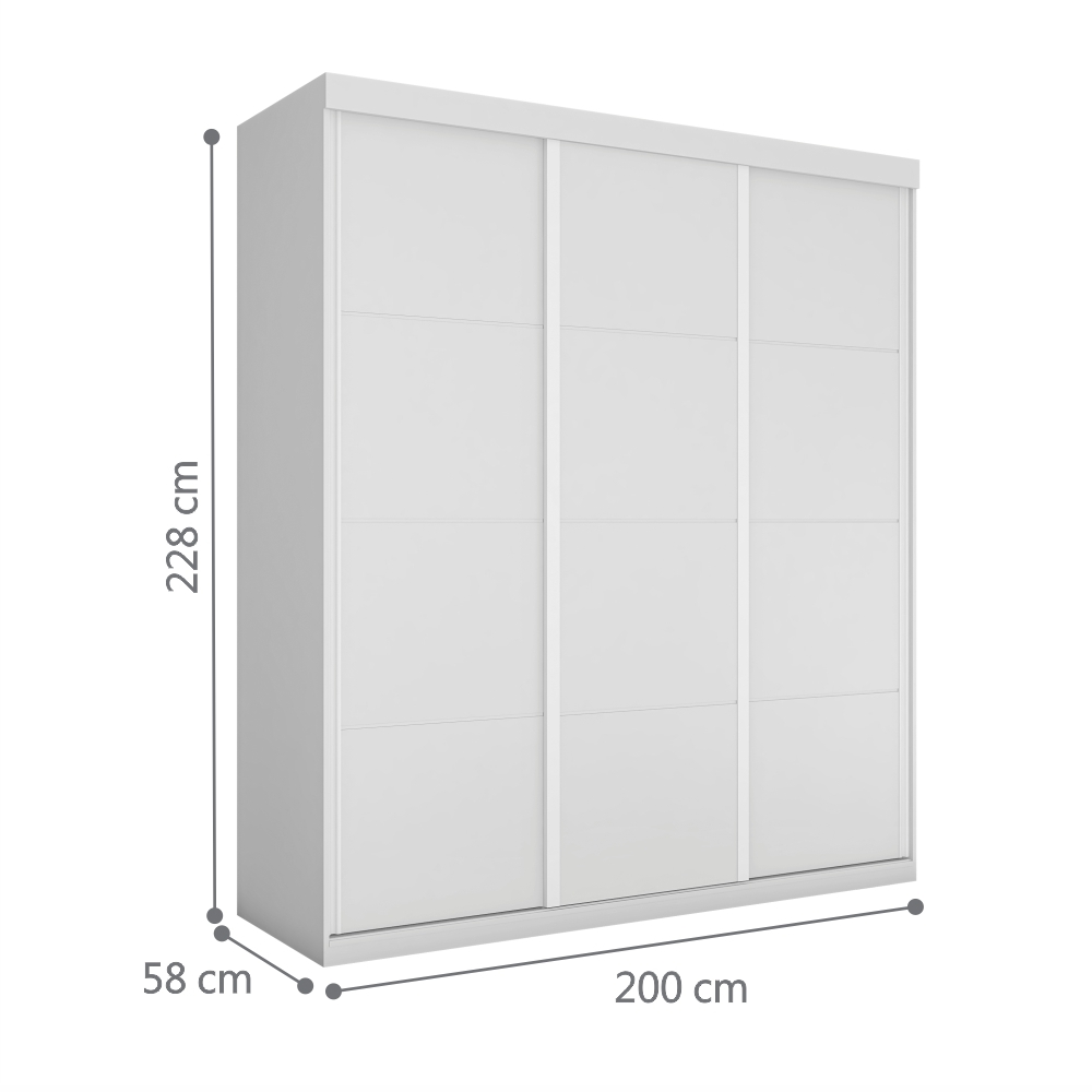 Guarda Roupa Paladino Casal Três Portas Deslizantes Branco