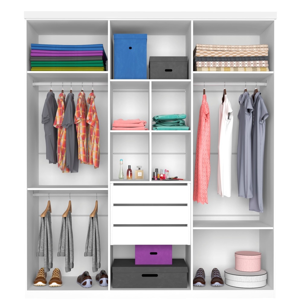 Guarda Roupa Paladino Casal Três Portas Deslizantes Branco