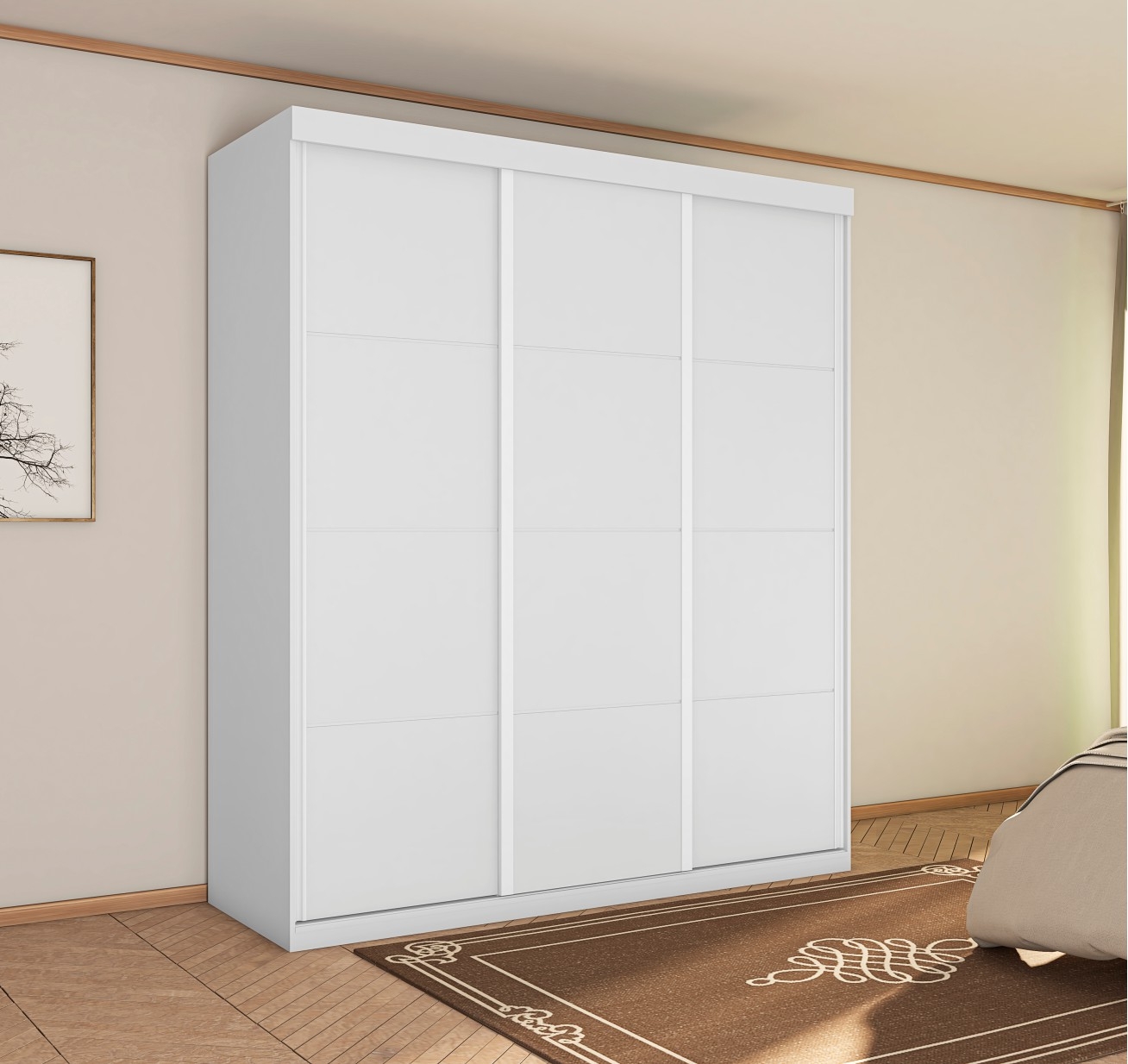 Guarda Roupa Paladino Casal Três Portas Deslizantes Branco