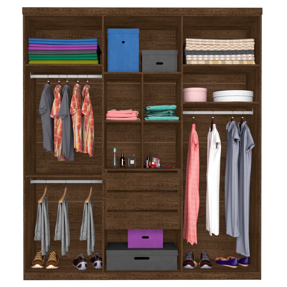 Guarda Roupa Paladino Casal Três Portas Deslizantes Malbec