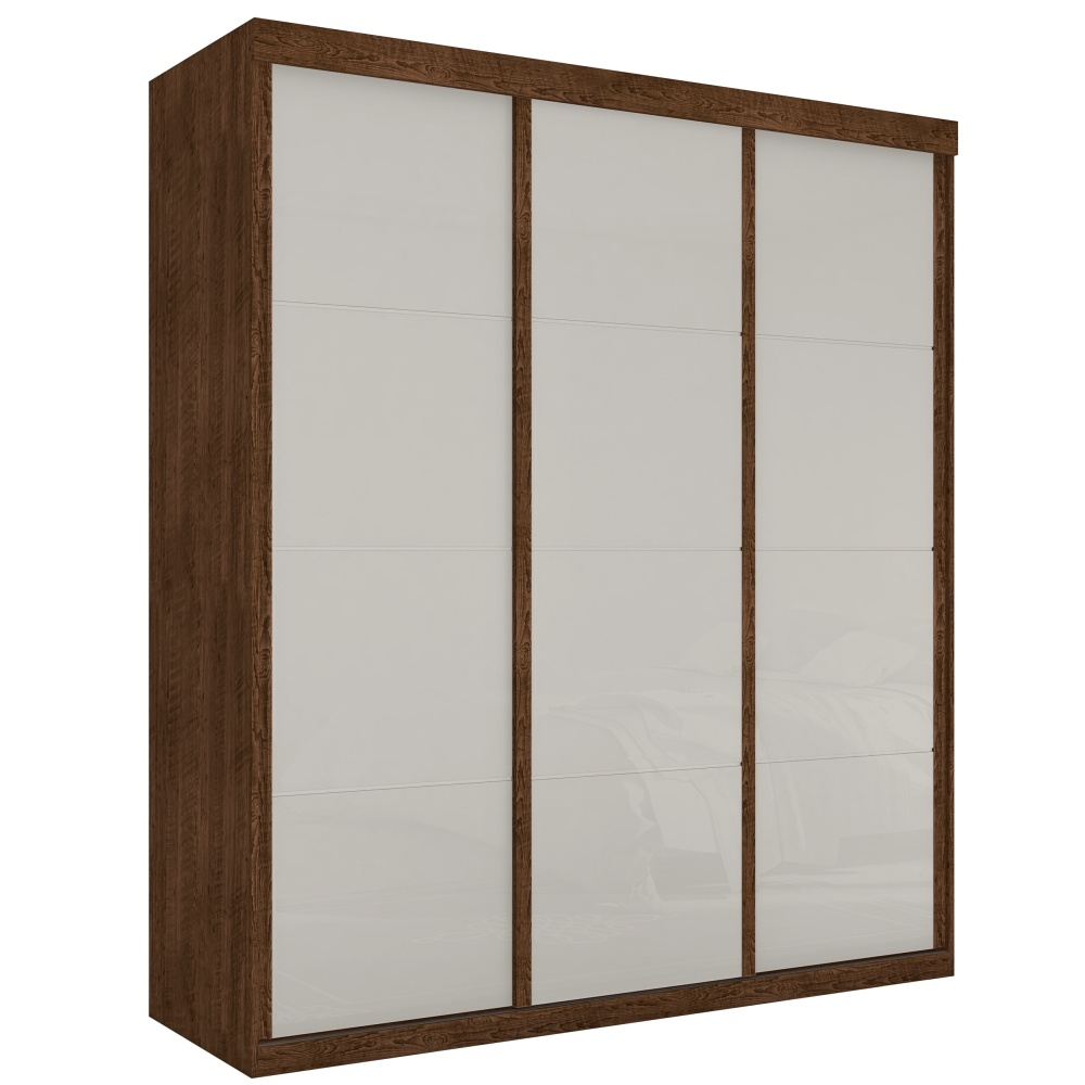 Guarda Roupa Paladino Casal Três Portas Deslizantes Malbec Off White