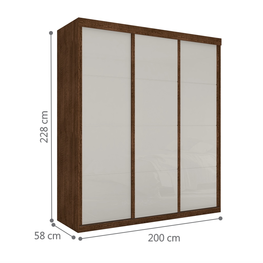 Guarda Roupa Paladino Casal Três Portas Deslizantes Malbec Off White