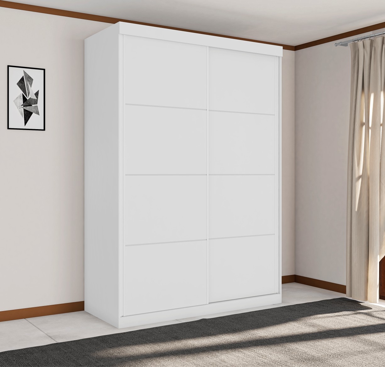 Guarda Roupa Solteiro Belmont Duas Portas Deslizantes Branco