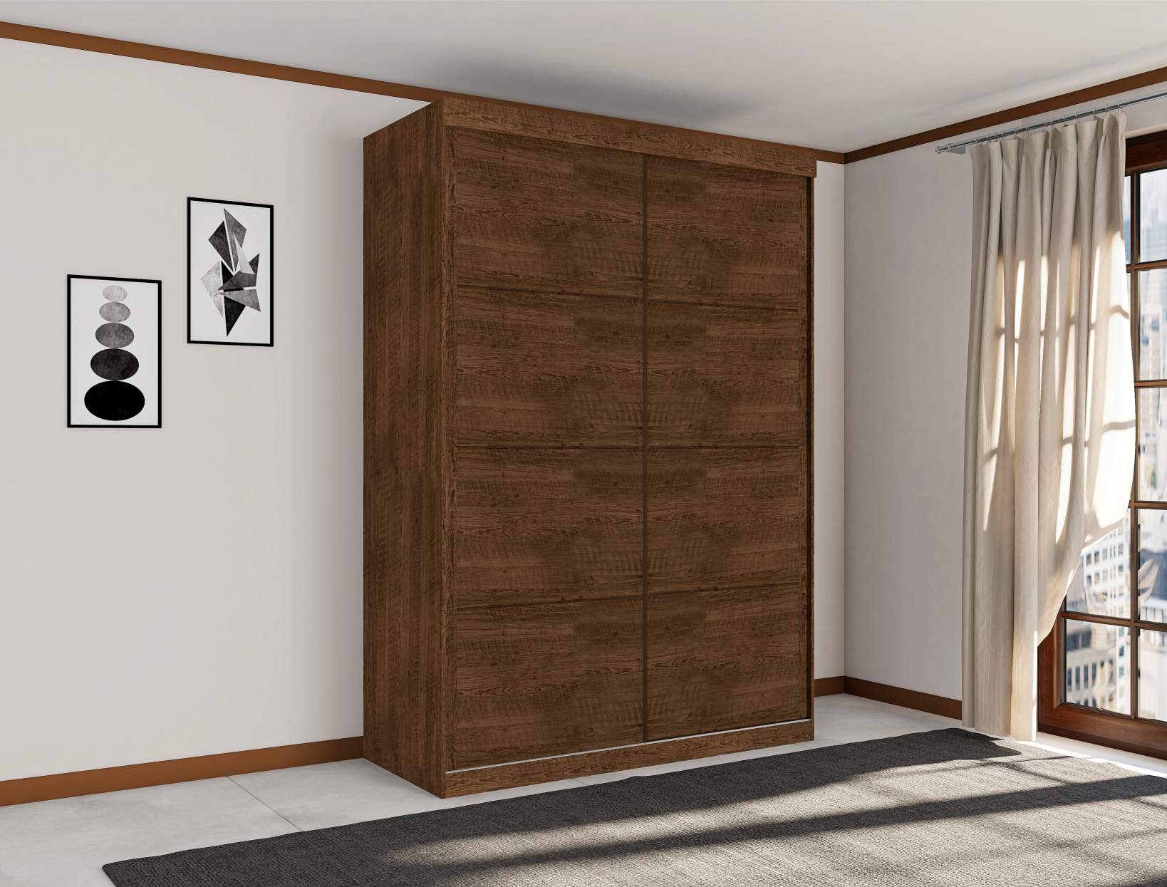 Guarda Roupa Solteiro Belmont Duas Portas Deslizantes Malbec