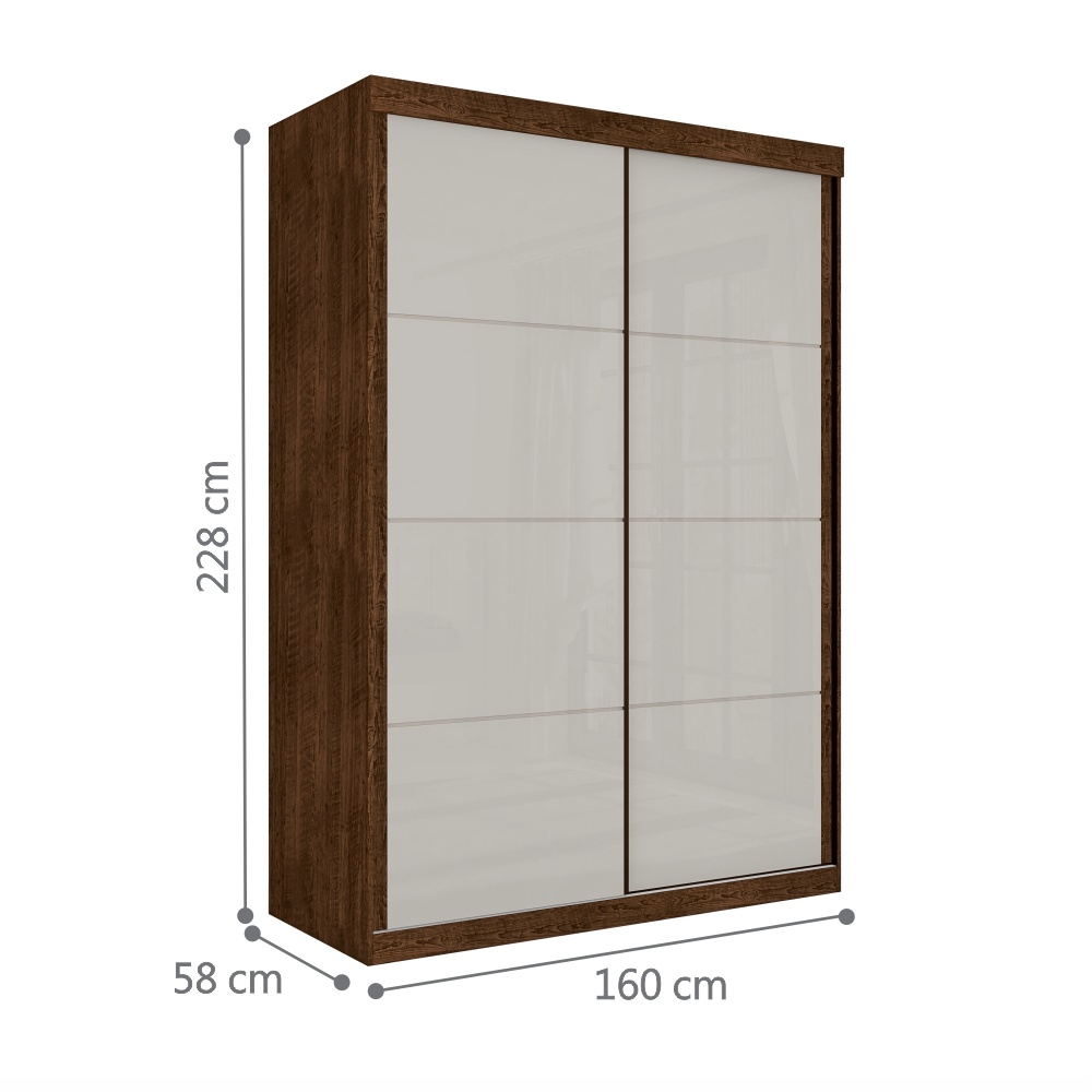 Guarda Roupa Solteiro Belmont Duas Portas Deslizantes Malbec Off White