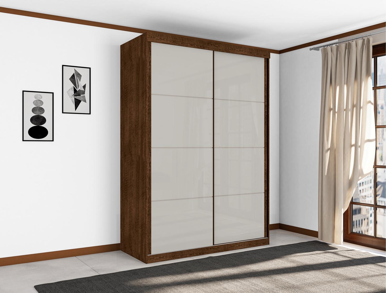 Guarda Roupa Solteiro Belmont Duas Portas Deslizantes Malbec Off White
