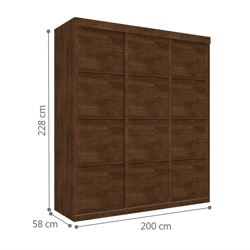 Roupeiro Casal Três Portas Correr Veneza Malbec