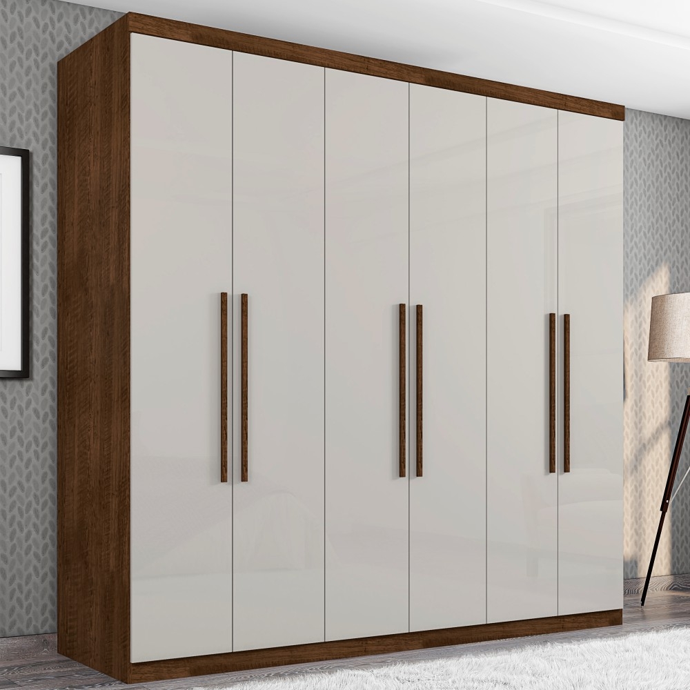 Roupeiro Singapura Casal Seis Portas Malbec Off White