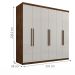 Roupeiro Singapura Casal Seis Portas Malbec Off White