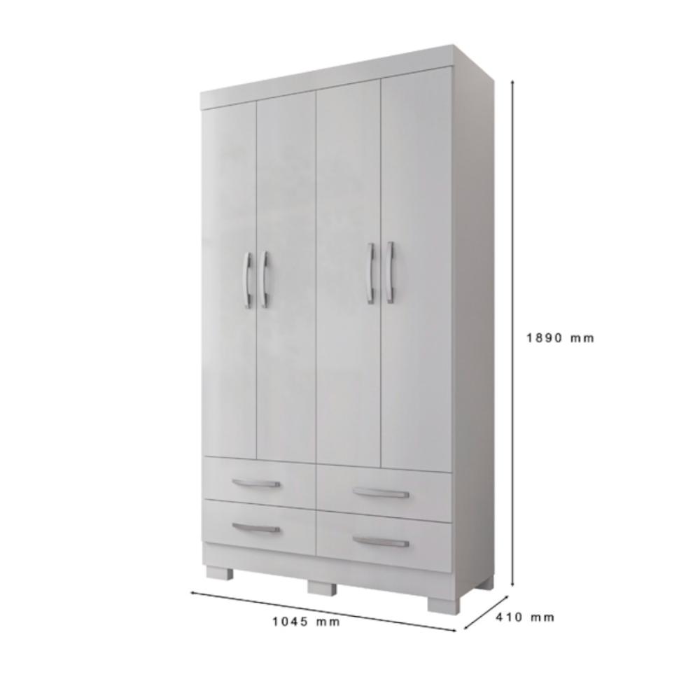 Roupeiro Viena 04 Portas E 04 Gavetas Branco
