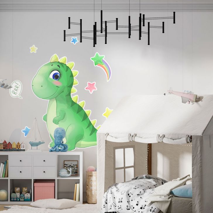 Papel de Parede Adesivo Vinil Quarto Fofo Dinossauro Marrom