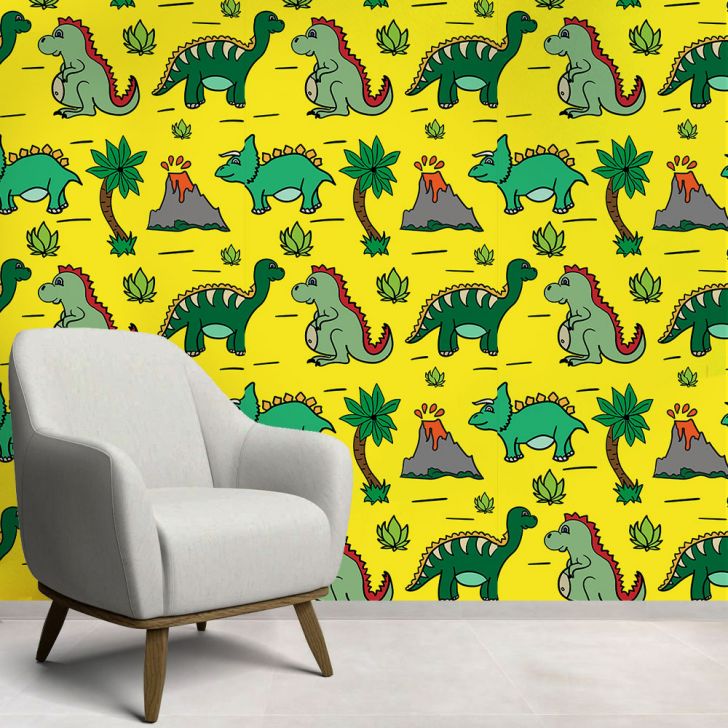 Papel de Parede Infantil Desenho Dinossauros-60x300cm