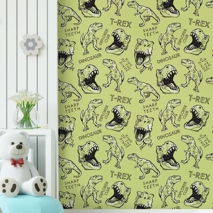 Papel de Parede Infantil Dinossauros Desenho T-Rex-60x300cm