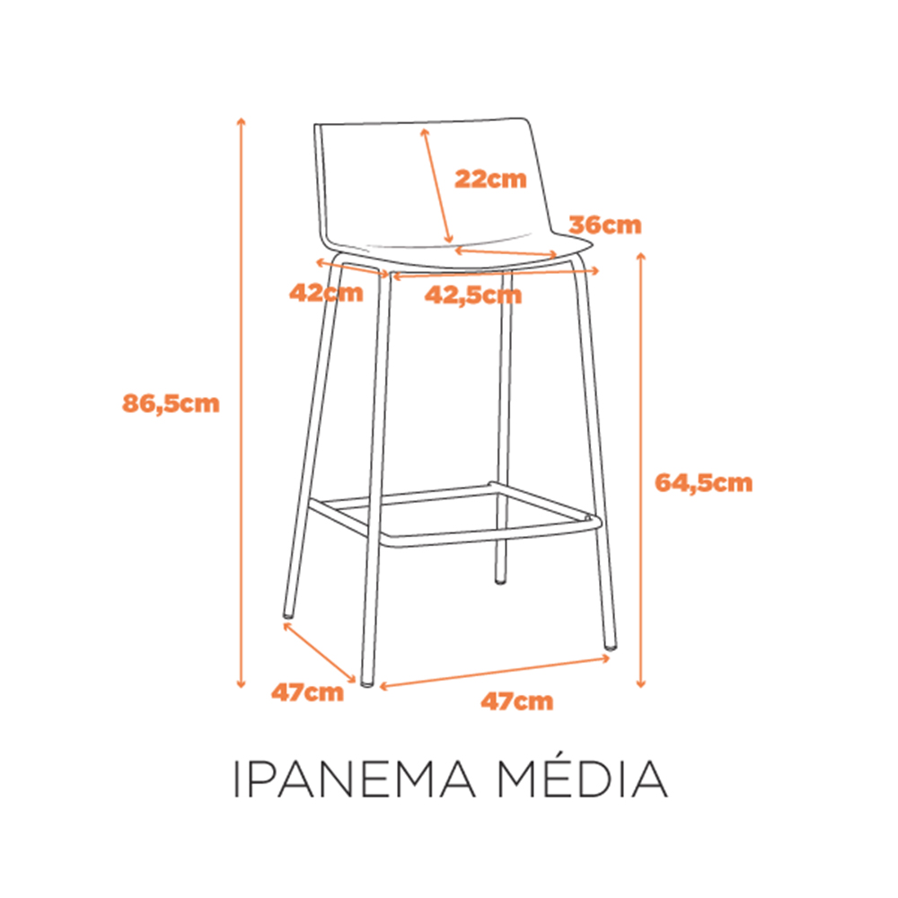 Banqueta Ipanema Média - Preto