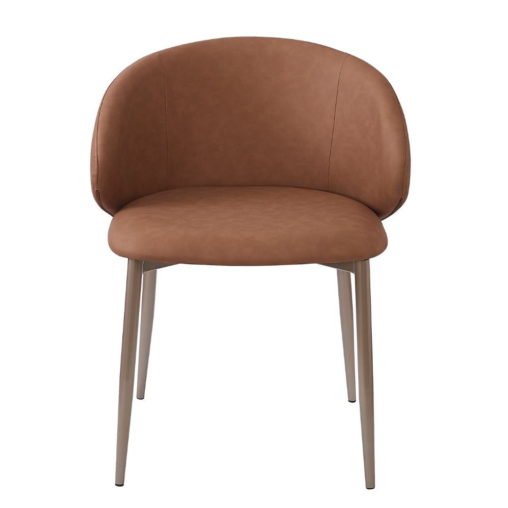 Cadeira Firenze Base Champagne - PU Caramelo
