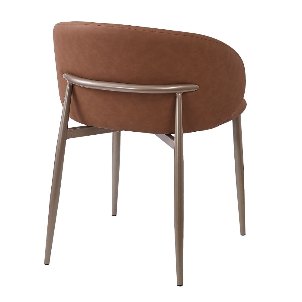 Cadeira Firenze Base Champagne - PU Caramelo