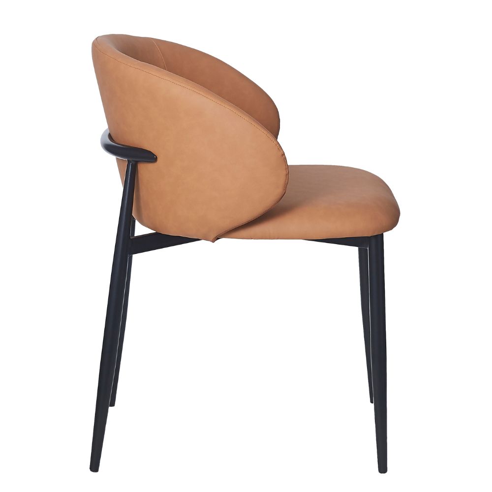 Cadeira Firenze Base Preta - Caramelo PU
