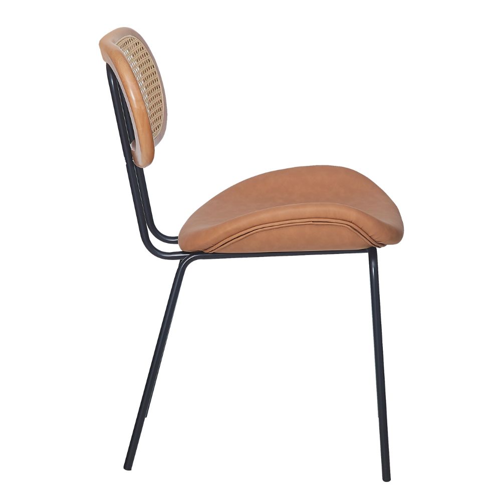Cadeira Toscana Base Preta - PU Caramelo