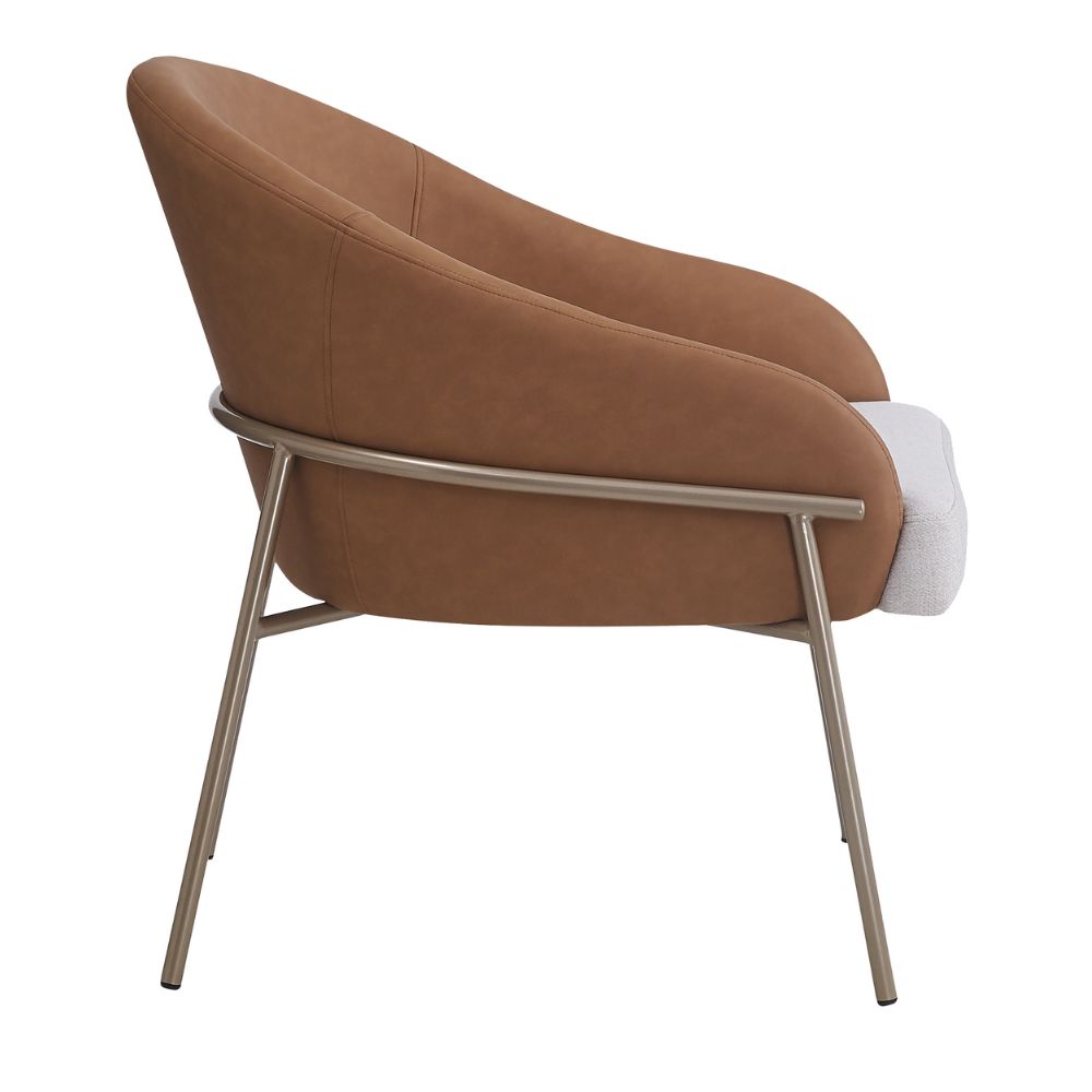 Poltrona Inhotim Base Champagne - PU Caramelo e Nude