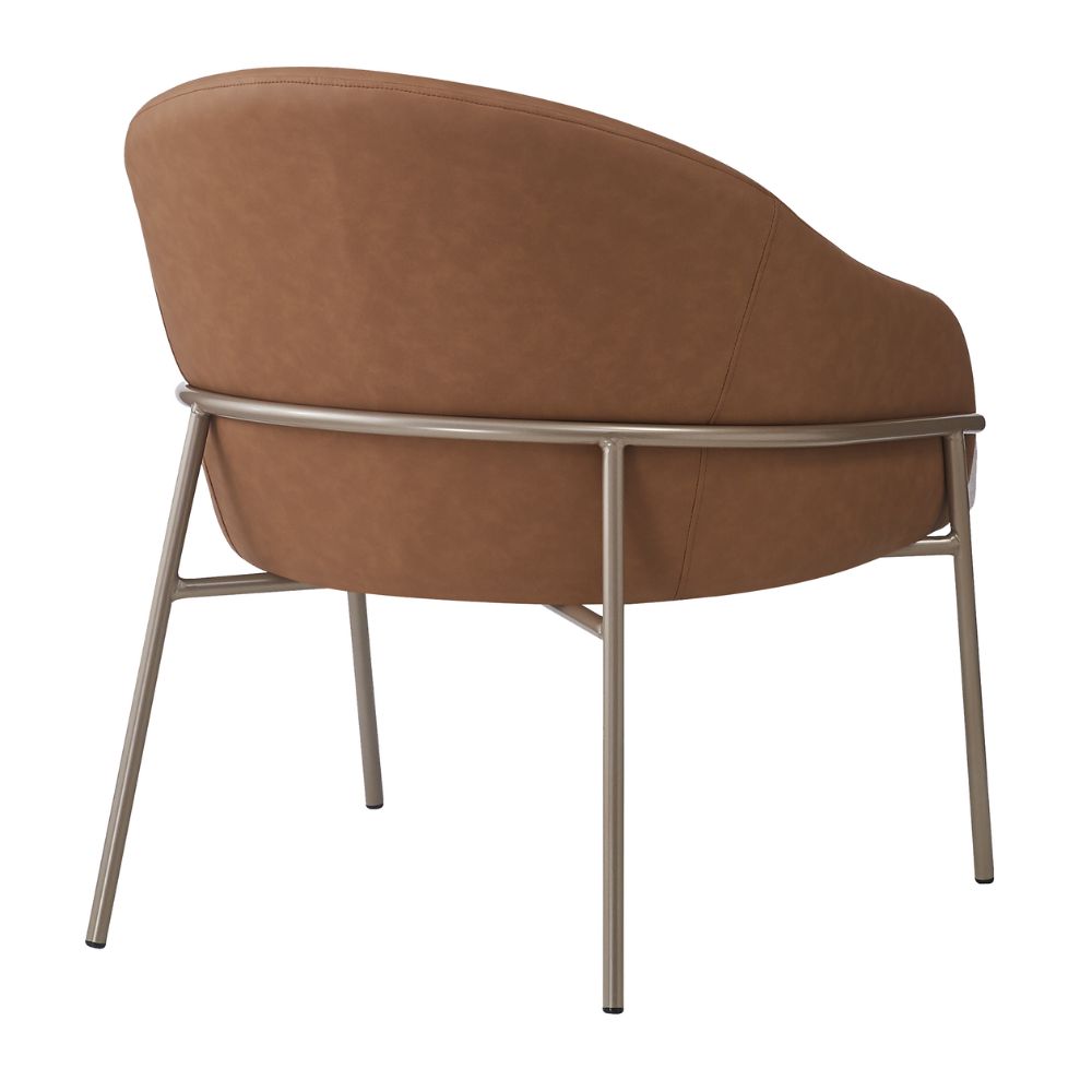 Poltrona Inhotim Base Champagne - PU Caramelo e Nude
