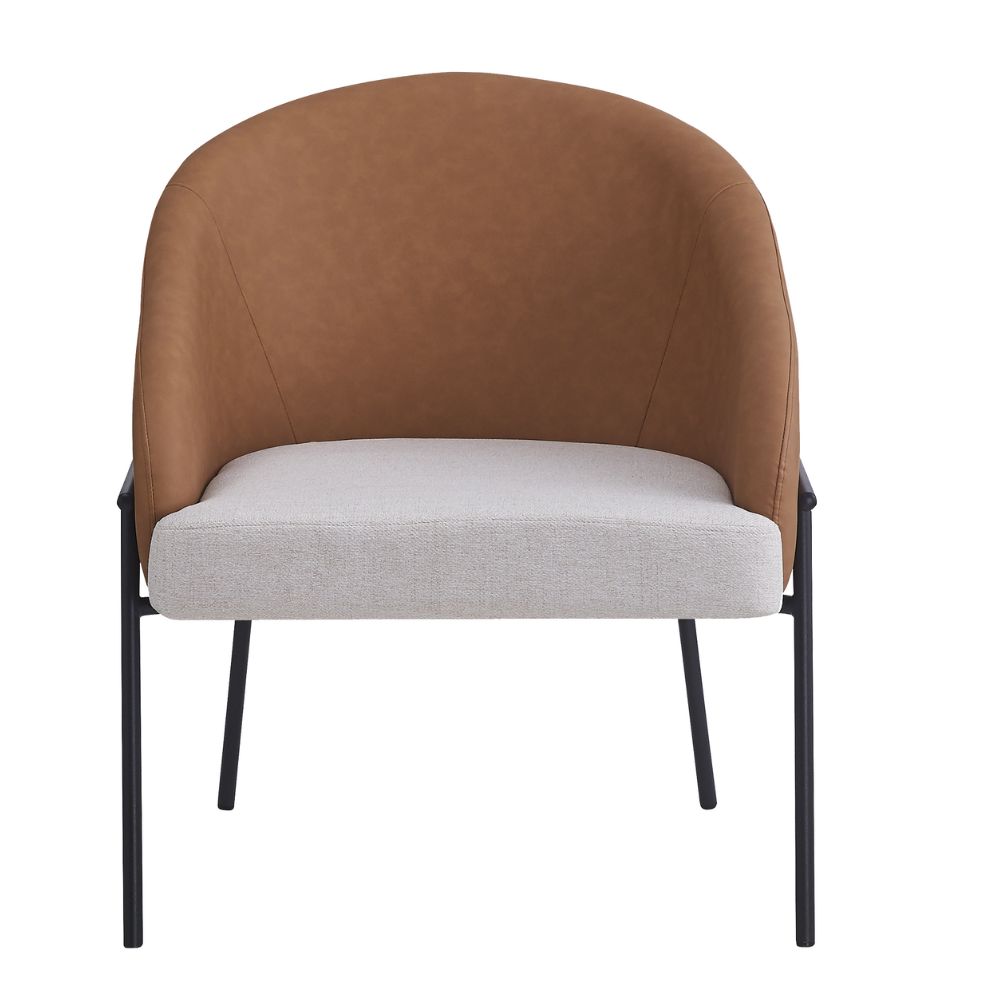 Poltrona Inhotim Base Preta - PU Caramelo e Nude
