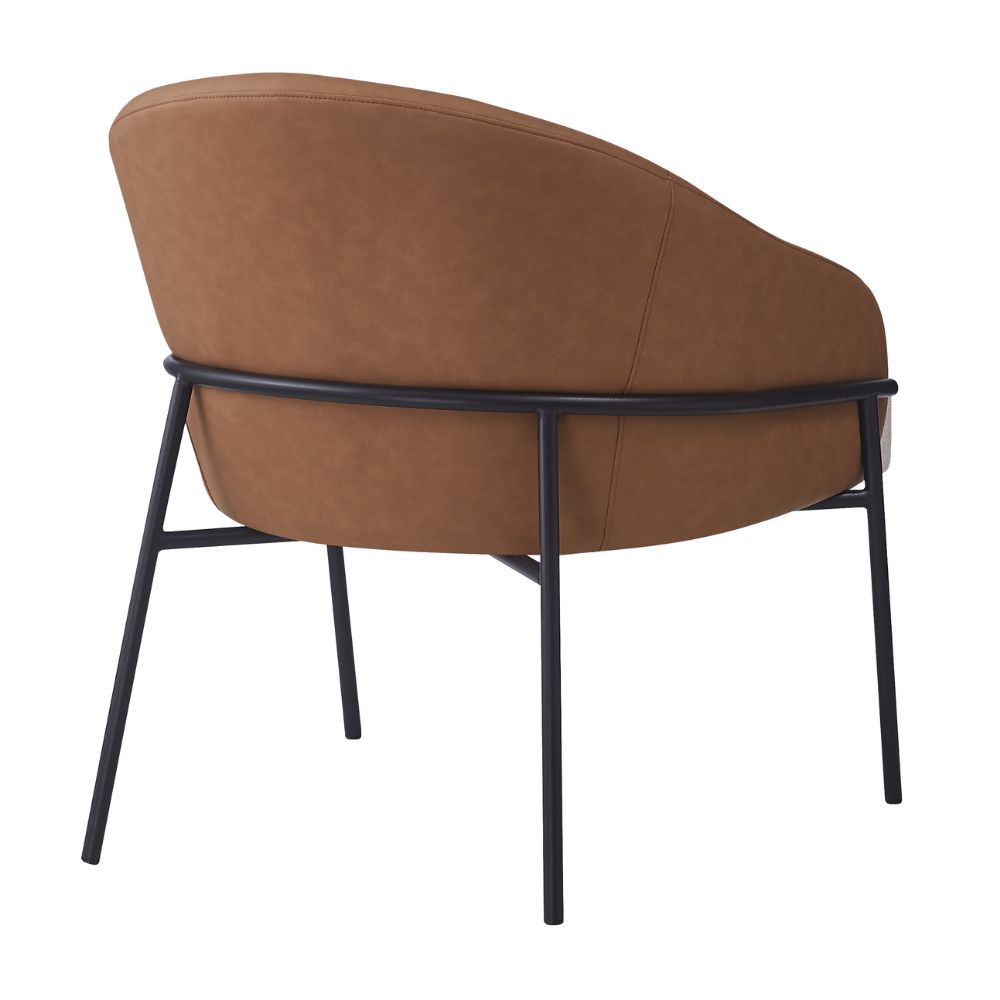 Poltrona Inhotim Base Preta - PU Caramelo e Nude