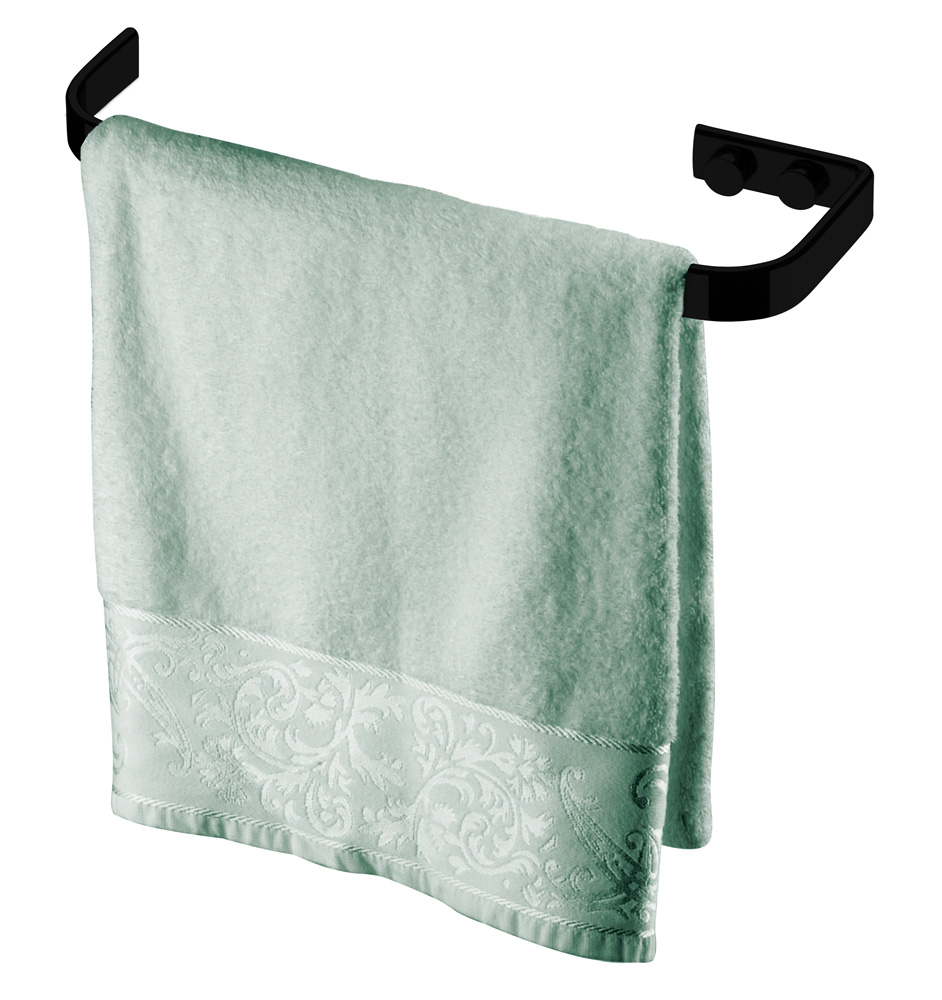 Kit acessorios banheiro lavabo 4 peças preto fosco Future toalheiro banho, toalha rosto 22 cm, papeleira, cabide 