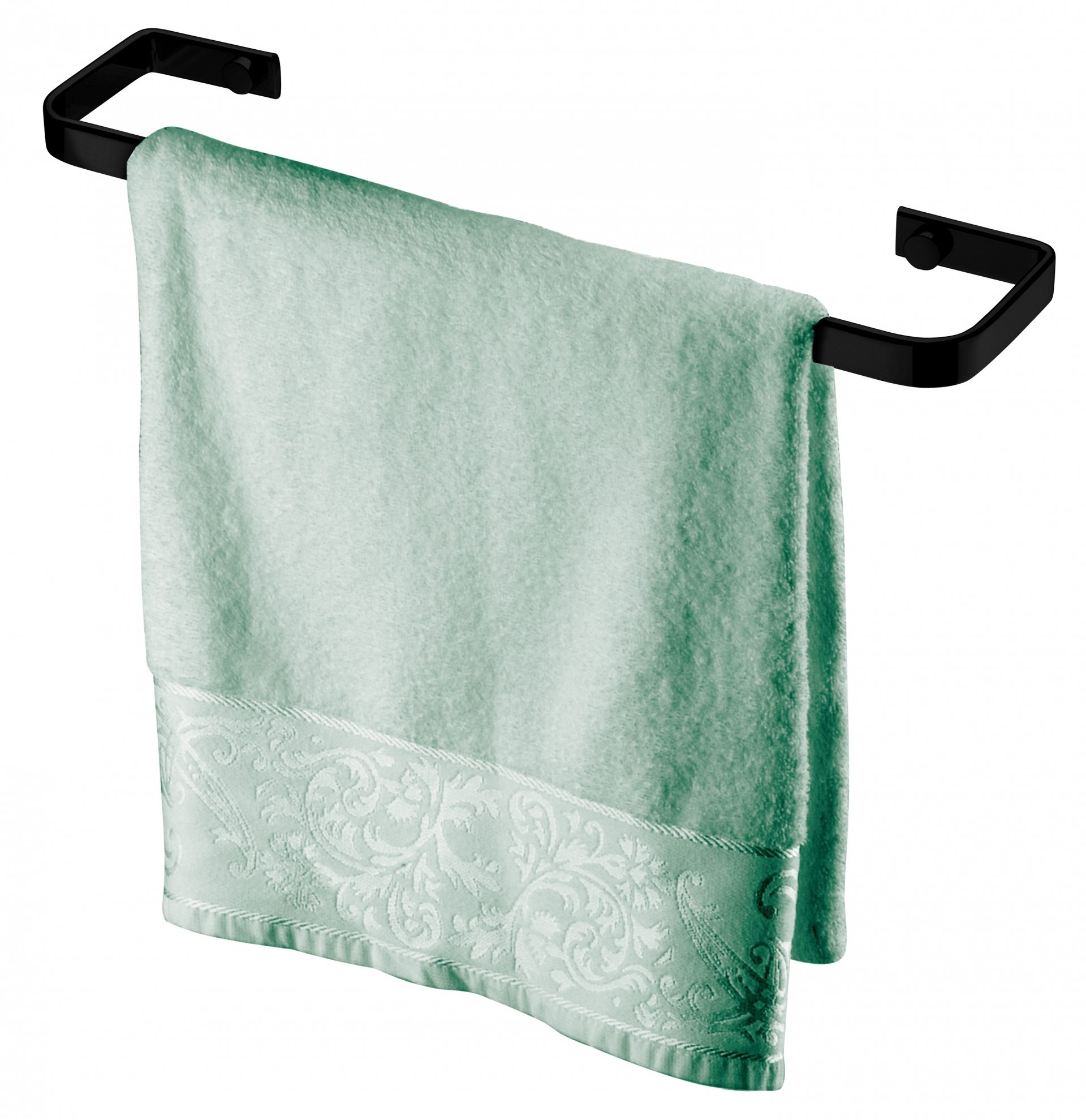 Kit acessorios banheiro lavabo 4 peças preto fosco Future toalheiro banho, toalha rosto, papeleira, cabide 