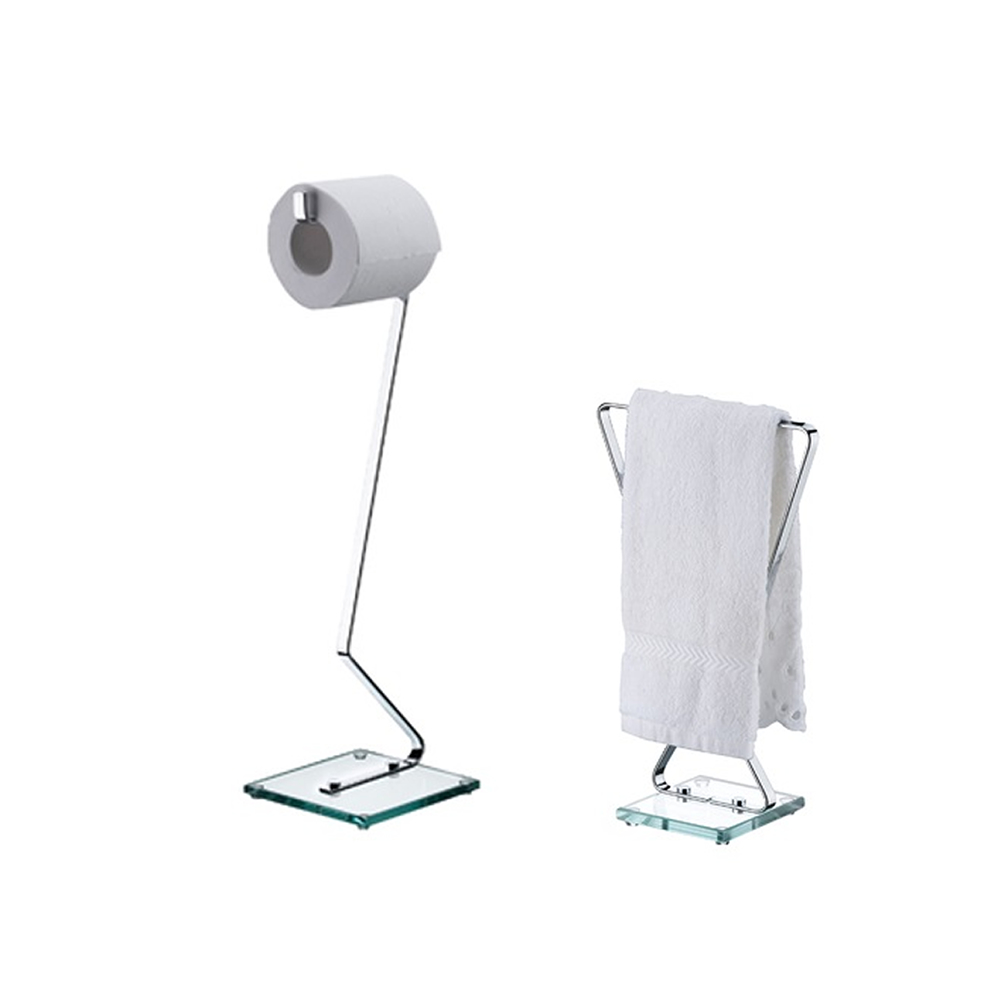 Kit banheiro Future porta papel higienico de chão 2315 e porta toalha de bancada 2316  