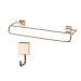 Kit banheiro lavabo 2 peças rosé gold Future toalheiro banho duplo e cabide gancho 