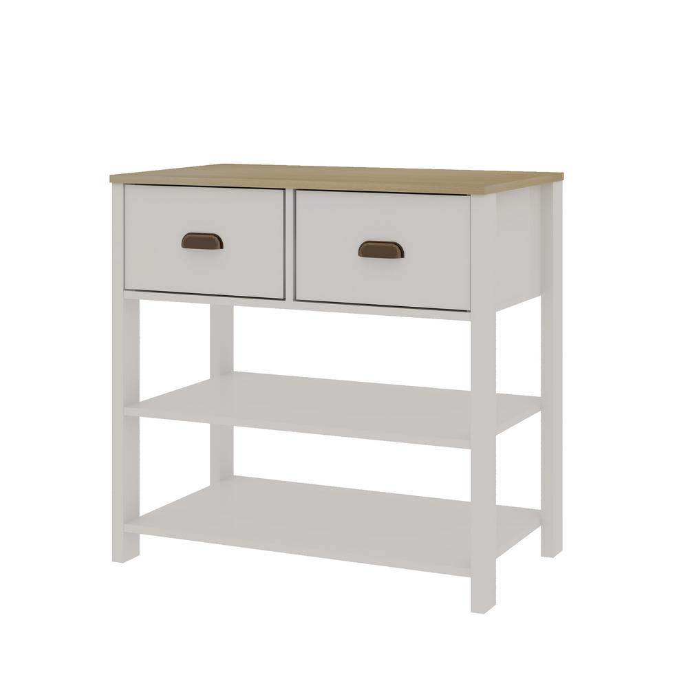 Aparador Buffet Multifuncional 2 Gavetas com Rodizio Branco / Savana Genialflex