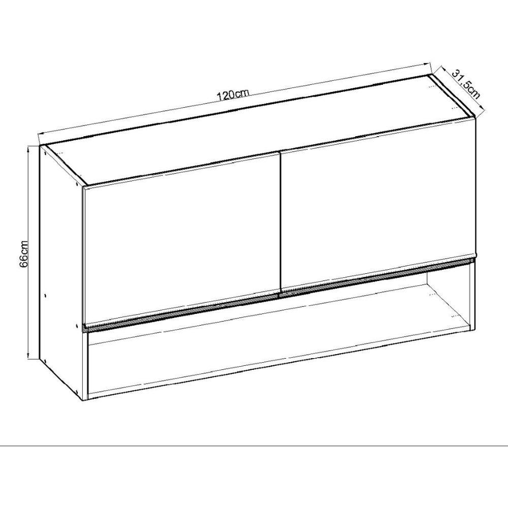 Armário Aéreo 120 cm 2 Portas Ebano / Off White