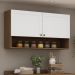 Armário Aéreo 120 cm 2 Portas Frente 100% MDF Estilo Americano Branco/Ébano