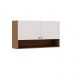 Armário Aéreo 120 cm 2 Portas Frente 100% MDF Estilo Americano Branco/Ébano