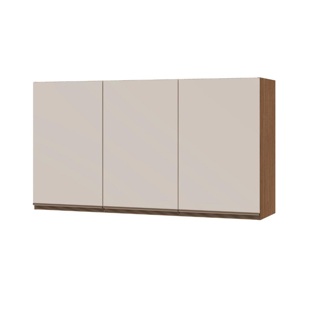 Armário Aéreo 120cm 3 Portas Ébano / Off White