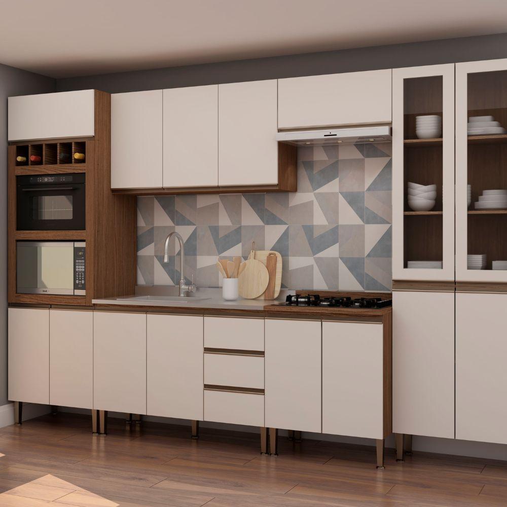 Armário Aéreo 120cm 3 Portas Ébano / Off White