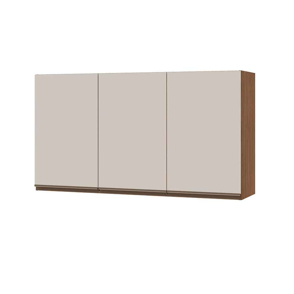 Armário Aéreo Conecta 3 Portas Ébano e Off White