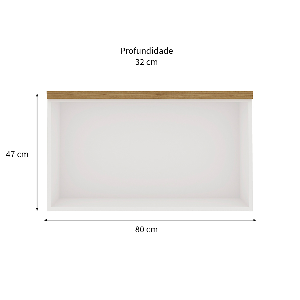 Armário Aéreo Iluminata 1 Porta Branco 80 cm