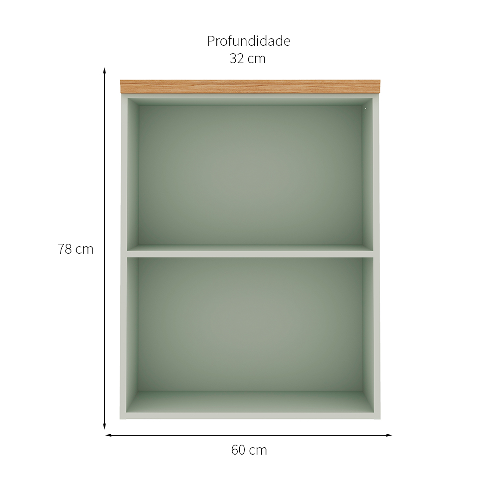 Armário Aéreo Iluminata 1 Porta Mint 60 cm