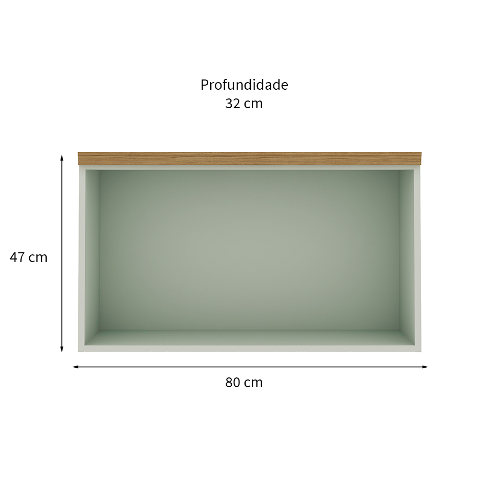 Armário Aéreo Iluminata 1 Porta Verde Mint 80 cm