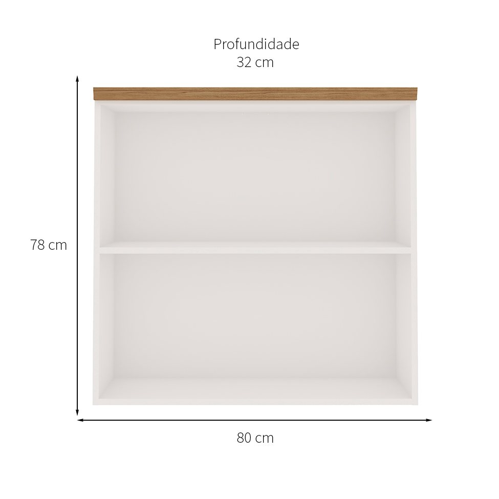 Armário Aéreo Iluminata 2 Portas Branco 80 cm