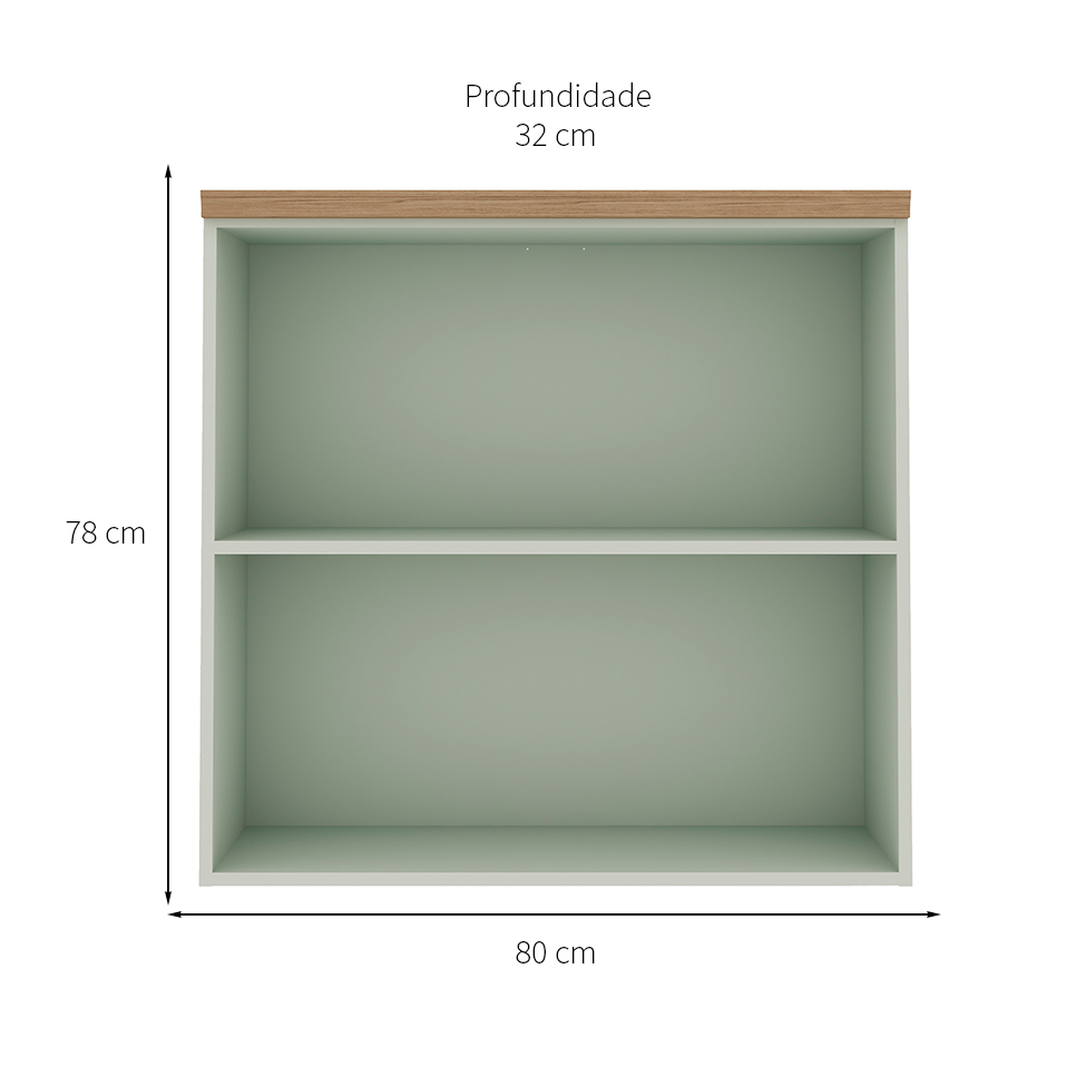 Armário Aéreo Iluminata 2 Portas Mint 80 cm