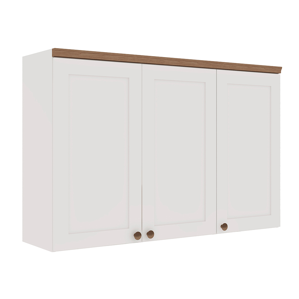 Armário Aéreo Iluminata 3 Portas Branco 120 cm