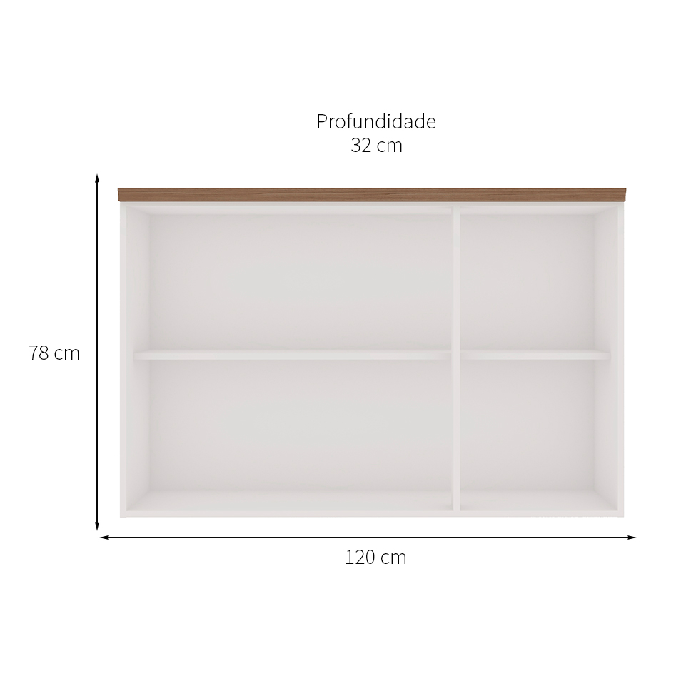 Armário Aéreo Iluminata 3 Portas Branco 120 cm